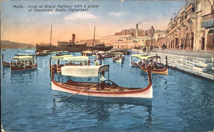Malta Vie of Grand Harbour with a group of Passenger Boats