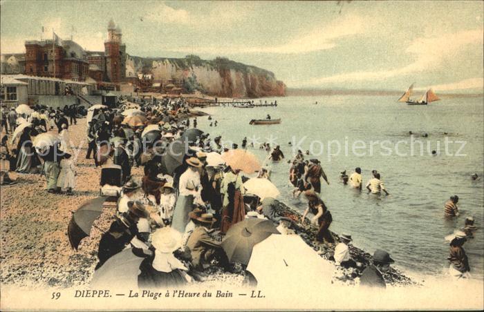 Dieppe 76 La Plage a l Heure du Bain