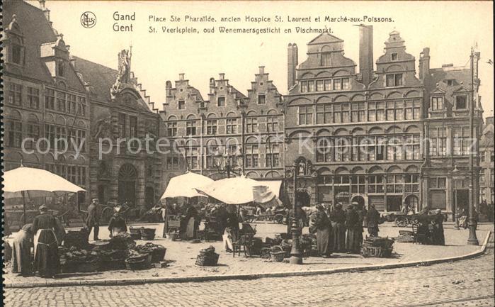 Gand Belgien Place Ste Pharailde ancien Hospice St Laurent et Marche aux Poisson