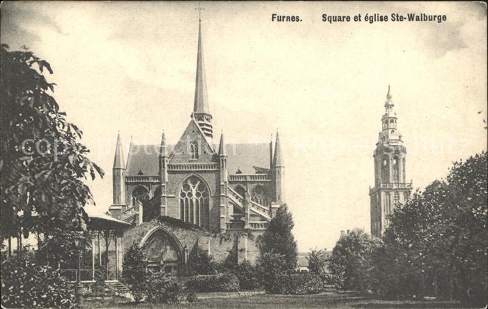 Furnes Veurne West-Vlaanderen Belgie square et eglise Ste Walburge