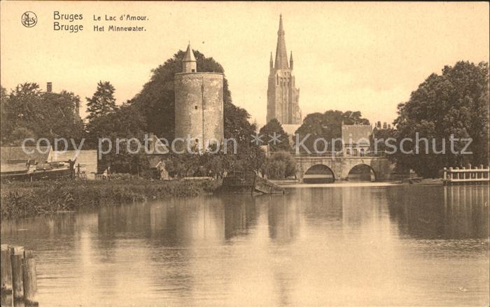 Bruges BRUGGE Belgie Le Lac d Amour La Tour l'Eglise
