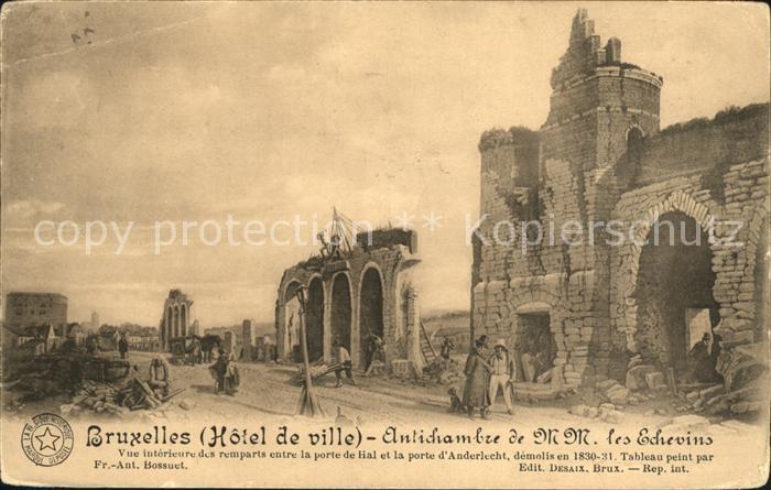 Bruxelles Bruessel Hotel de ville Vue interieure des remparts entre la porte de