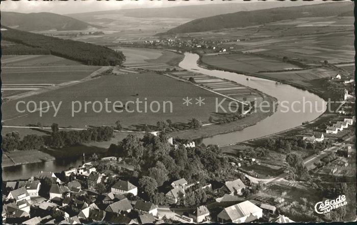 Polle Weserblick Gaststaette Burghaus Graf Everstein Fliegeraufnahme