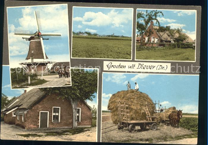 Diever Windmuehle Dorfmotiv Heuwagen