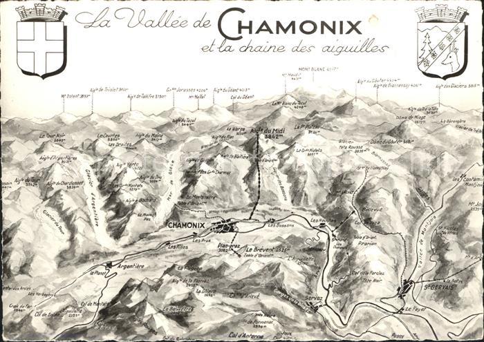 Chamonix Panoramakarte St Gervais Servoz Aigle du Midi