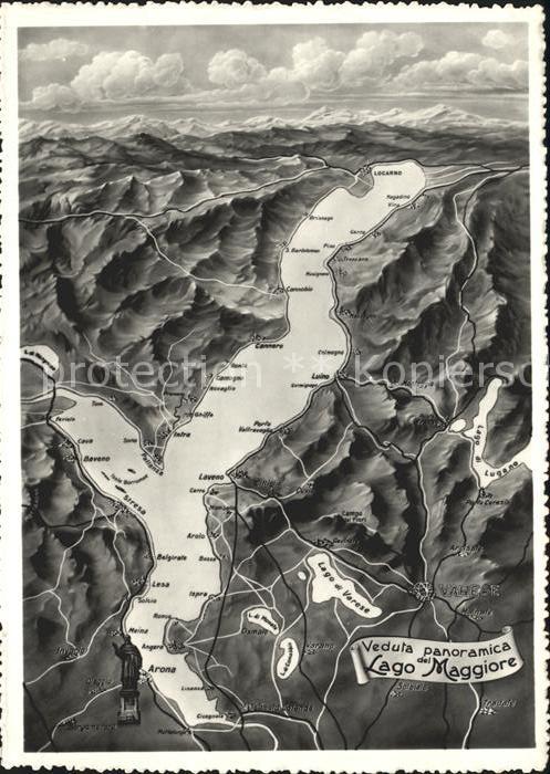 Cannobio Lago Maggiore Lago Maggiore Panoramakarte Brissago Locarno Gerra