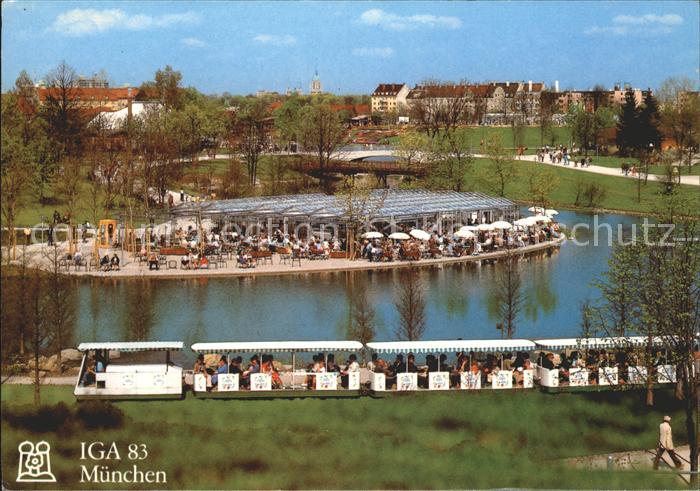 Muenchen Bayern Internationale Gartenbau Ausstellung Kleinbahn Seecafe