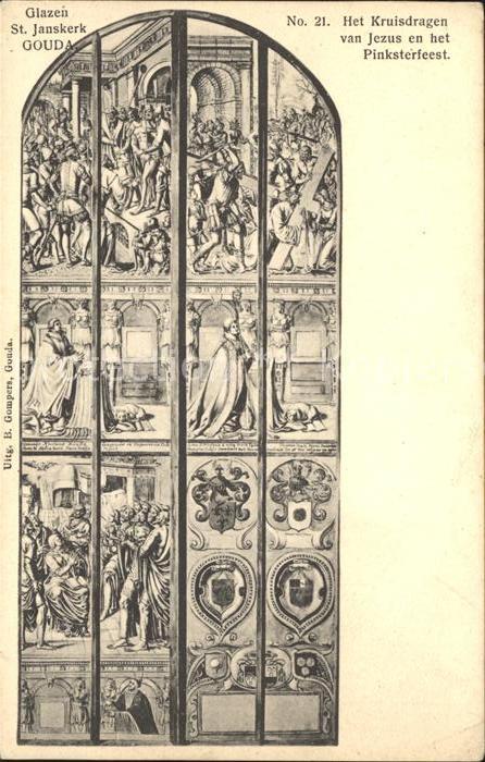 Gouda Glazen St Jansker Kruisdragen Jezus Pinksterfeest
