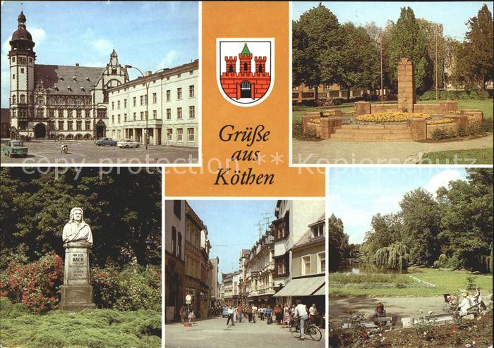 Koethen Anhalt Markt Rathaus Ehrenmal Bachdenkmal