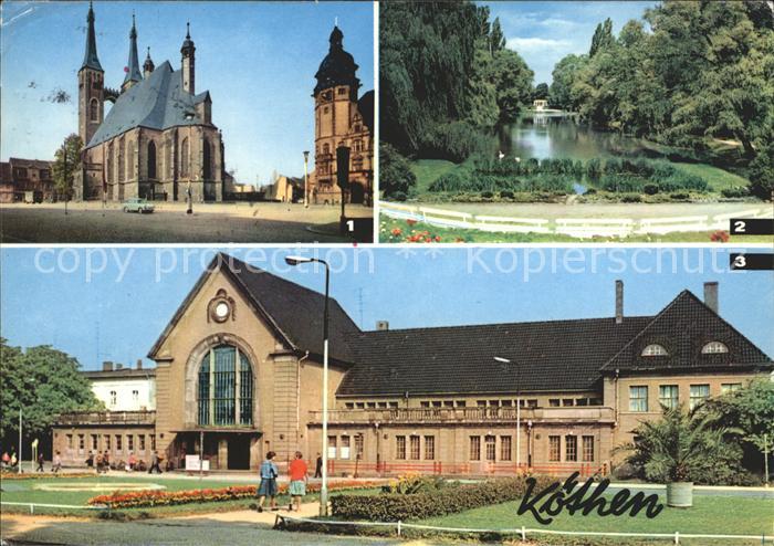 Koethen Anhalt Marktplatz St Jakobskirche Rathaus Hubertusteich Bahnhof