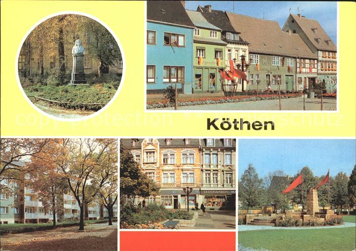 Koethen Anhalt Bachdenkmal Holzmarkt Bernhard Kellermann Strasse Unterer Bouleva