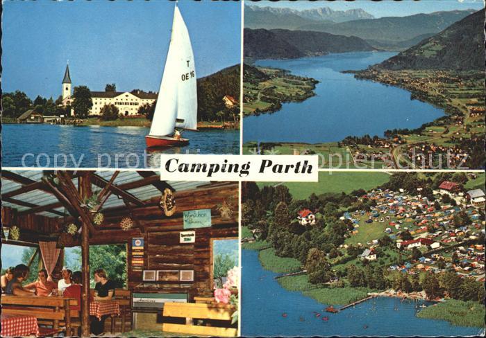 Ossiachersee Camping Parth Segelboot Alpen Fliegeraufnahme