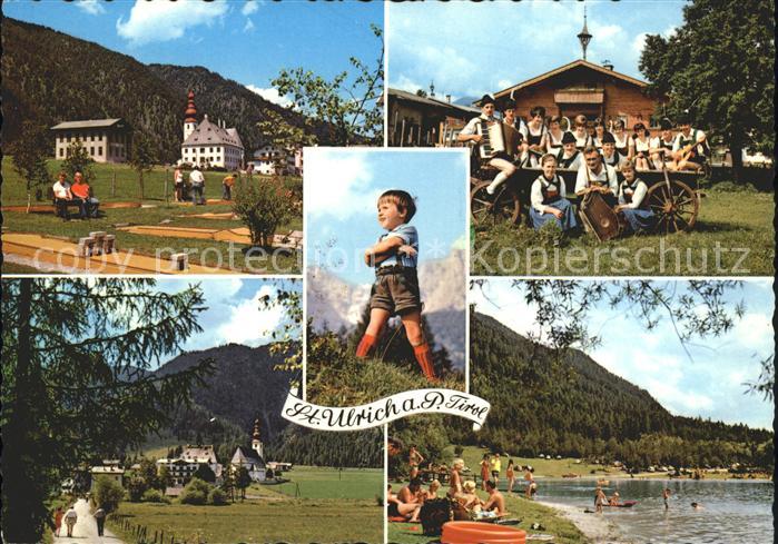 St Ulrich Pillersee Minigolfplatz Volkstanzgruppe Strand Kind
