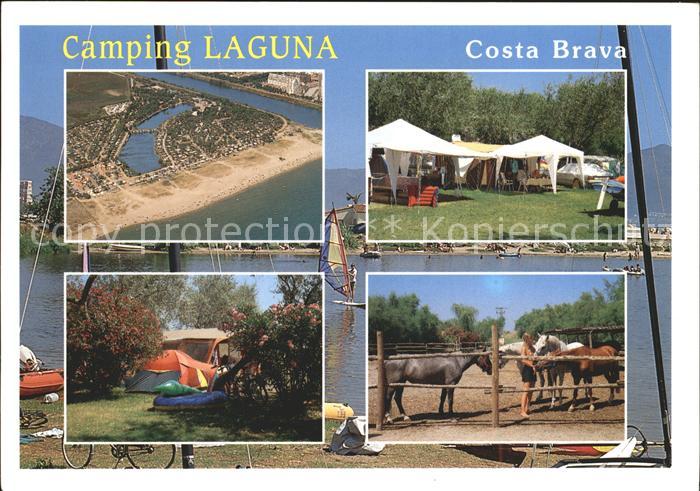 Castello d Empuries Camping Laguna Windsurfen Reiten Pferde Fliegeraufnahme