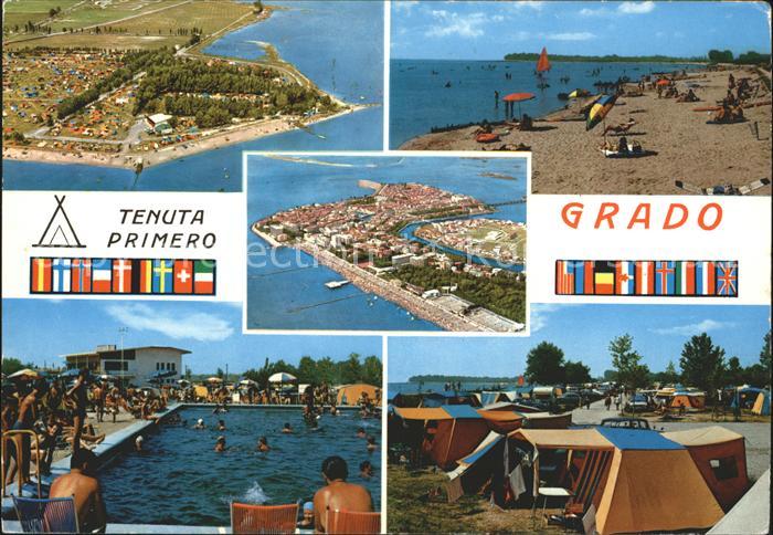 Grado Gorizia Tenuta Primero Camping Strand Schwimmbad Nationalflaggen