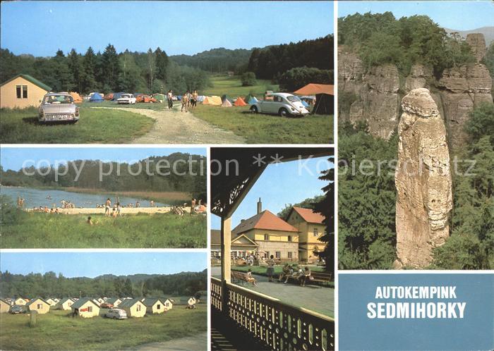 Turnov Autokempink Sedmihorky Camping Ferienhaeuser Felsformation
