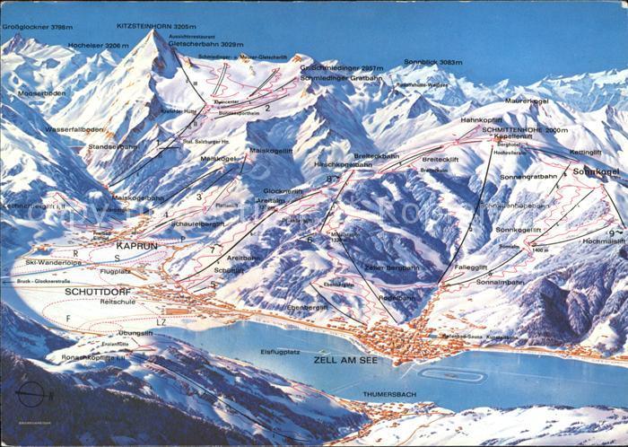 Zell See uebersichtskarte Skigebiet Europasportregion Salzburger Land