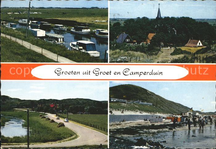 Camperduin Kanal Motorboot Strand Ortsansicht