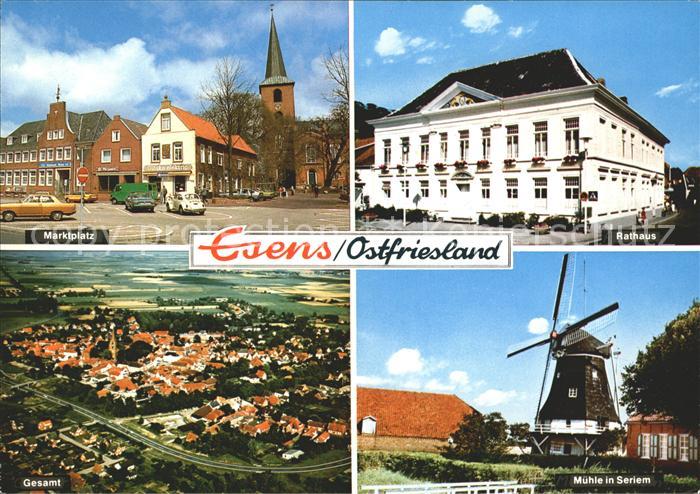 Esens Marktplatz Rathaus Windmuehle Fliegeraufnahme