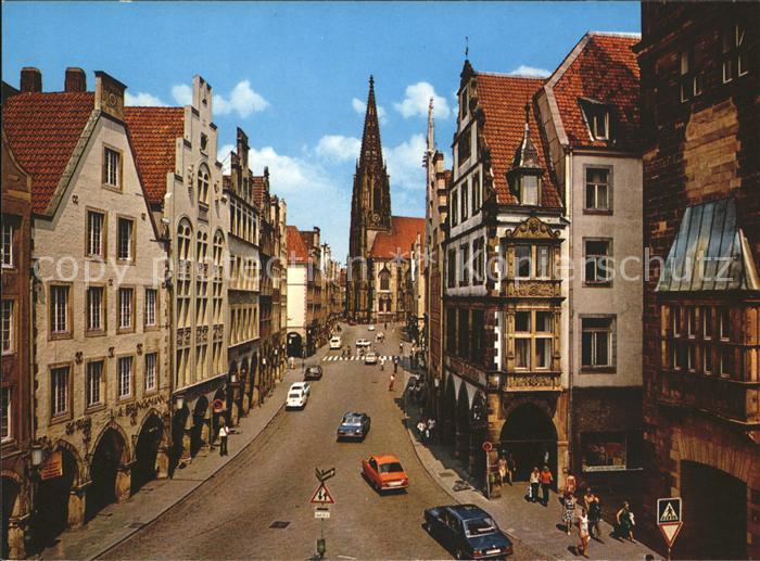 Muenster Westfalen Prinzipalmarkt und Lambertikirche