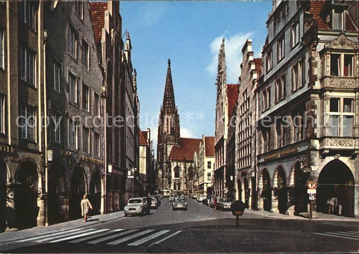 Muenster Westfalen Prinzipalmarkt und Lambertikirche