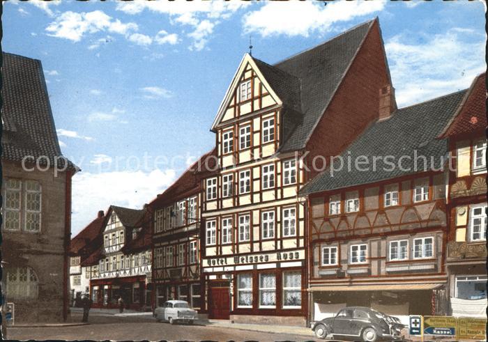Bad Gandersheim Marktplatz mit Hotel Weisses Ross Fachwerkhaus
