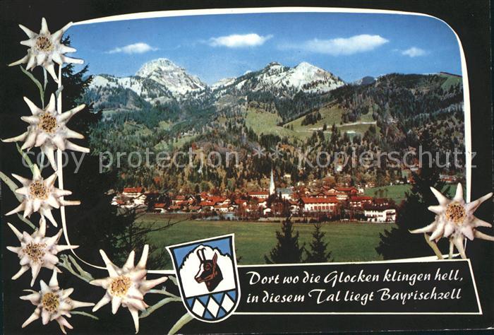 Bayrischzell Gesamtansicht mit Wendelstein Edelweiss Wappen