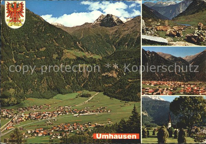 Umhausen Tirol Panorama oetztal Kuehe Wappen Alpen