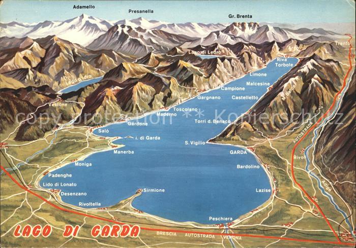 Lago di Garda Gardasee und Umgebung Alpen aus der Vogelschau