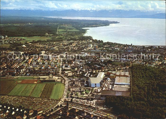 Friedrichshafen Bodensee IBO Messe Messegelaende Riedlepark Alpen Fliegeraufnahm