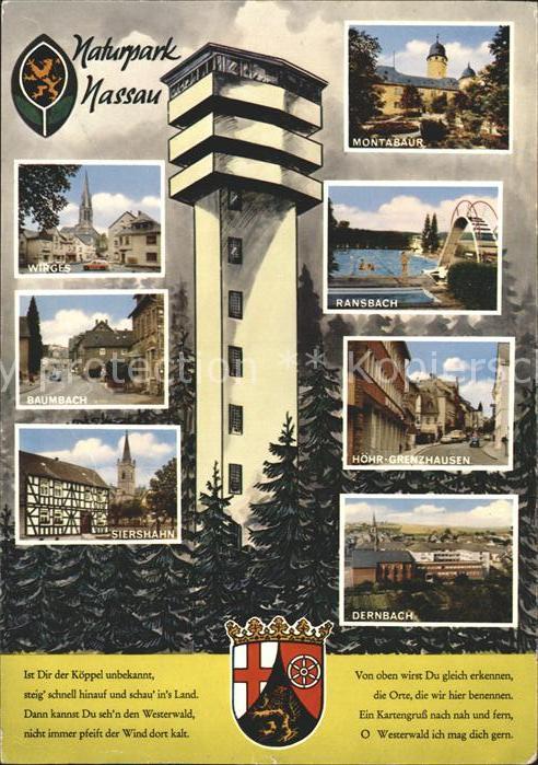 Nassau Lahn Aussichtsturm Naturpark Orte im Westerwald Wappen