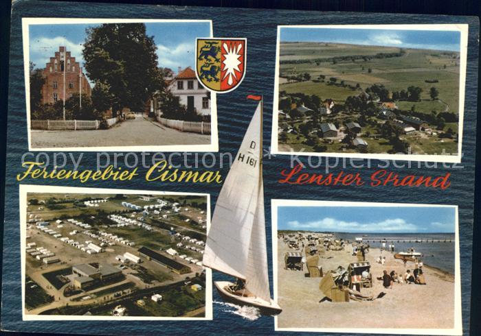 Lensterstrand Feriengebiet Cismar Wappen Strand Segelboot Wappen Fliegeraufnahme