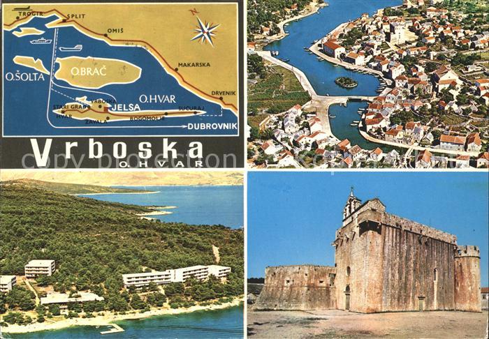 Vrboska Landkarte Hotelanlagen St Mary Kirche Festung Fliegeraufnahme