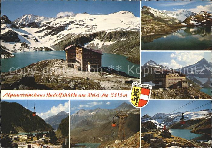 Rudolfshuette Weisssee am Weisssee Alpenvereinshuette Hohe Tauern Seilbahn Wappe