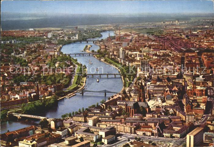 Frankfurt Main Bruecken Fliegeraufnahme