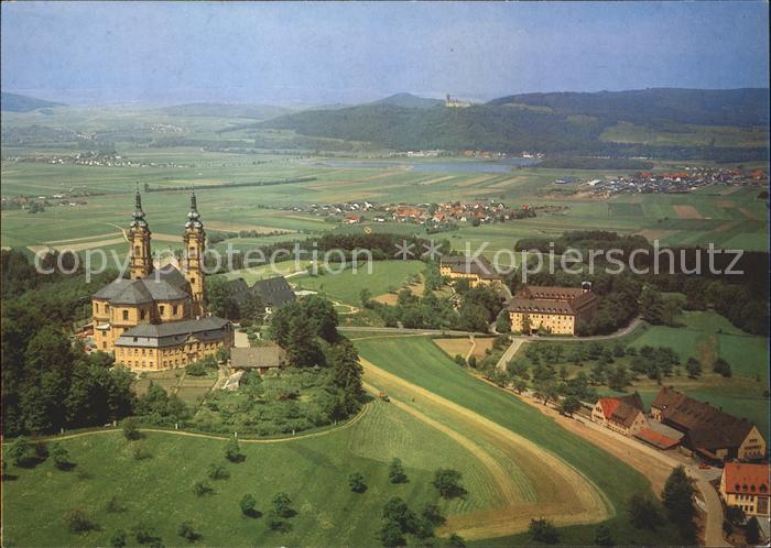 Vierzehnheiligen Basilika mit Blick ins Maintal Fliegeraufnahme