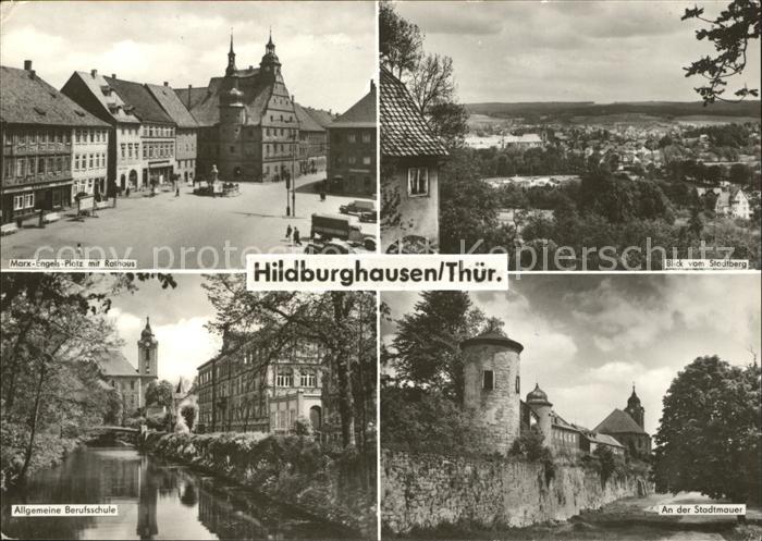 Hildburghausen Marx Engels Platz Rathaus Stadtberg Berufsschule Stadtmauer