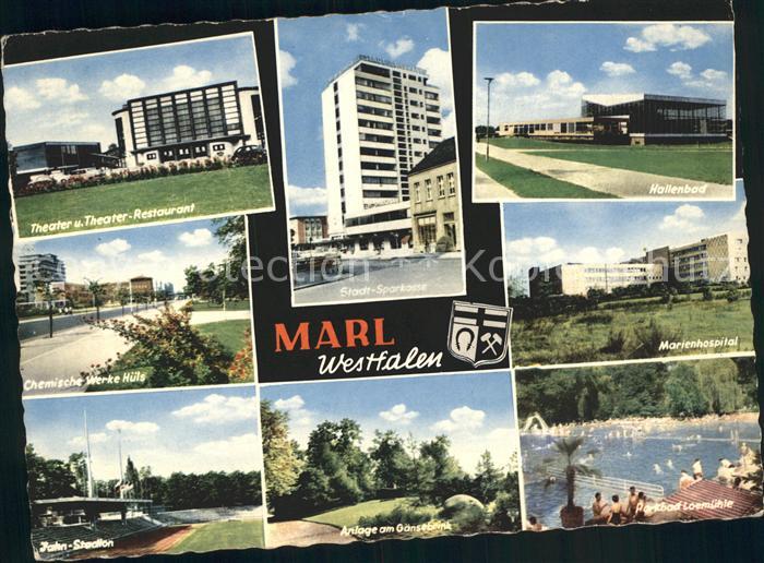 Marl Westfalen Theater Restaurant Hochhaus Sparkasse Hallenbad Hospital Chemisch
