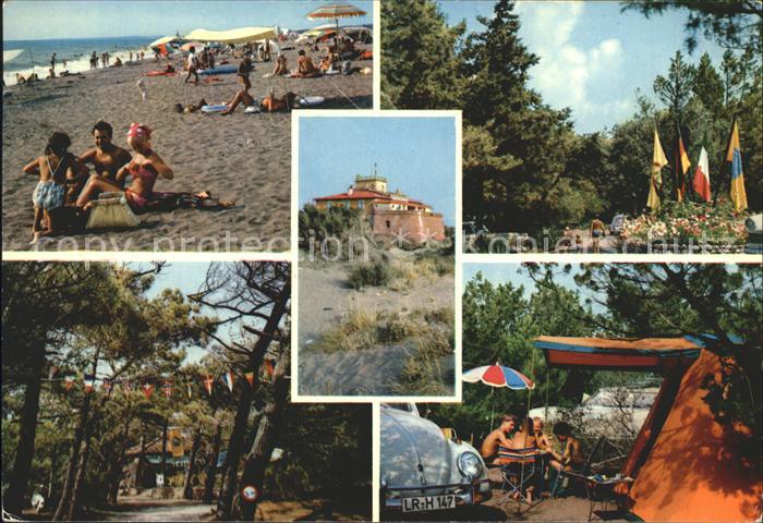 Bibbona Livorno Camping Casa di Caccia Strandpartie Restaurant Zeltplatz Fahnen