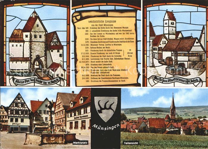 Muensingen Oberes Tor Marktbrunnen Marktplatz Teilansicht