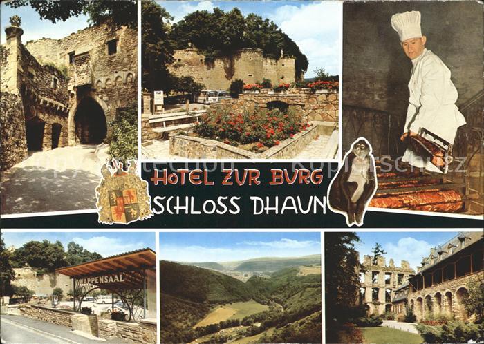 Dhaun Hotel zur Burg Historische Gaststaette mit Wappensaal Teilansichten