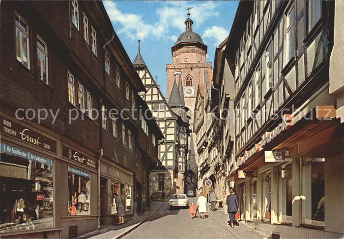 Alsfeld Obere Fuldagasse mit Turmblick