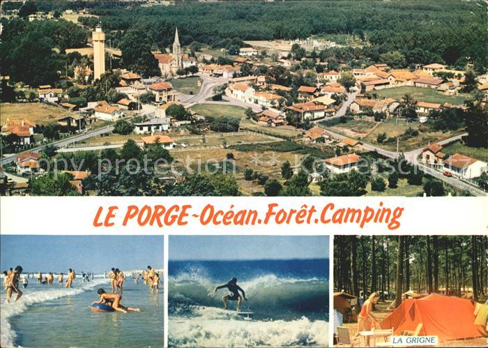 Le Porge Vue aerienne generale Ocean Atlantique Foret Camping