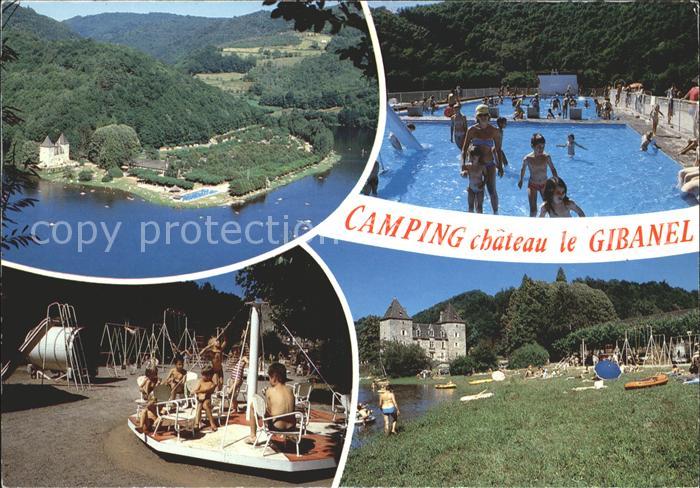 Argentat Camping Chateau le Gibanel Fliegeraufnahme Schwimmbad Spielplatz Liegew