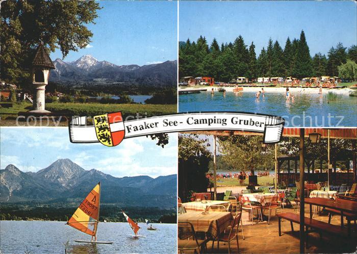 Faakersee Camping Gruber Bildstock Strand und Segelpartie Restauration
