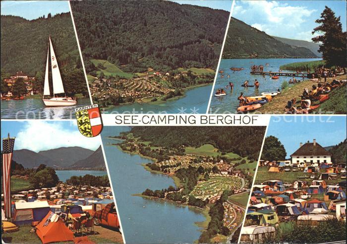Landskron Kaernten See Camping Berghof Segelboot Fliegeraufnahme