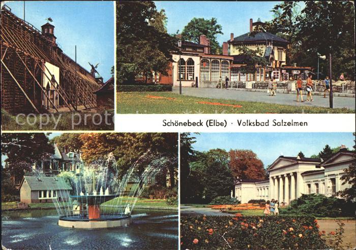 Schoenebeck Elbe Volksbad Salzelmen Gradierwerk HOG Kurpark Schwanenteich Linden
