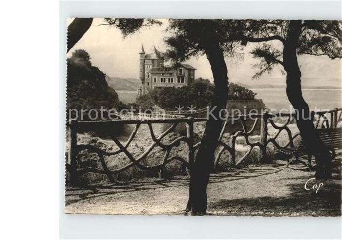 Biarritz Pyrenees Atlantiques La Chateau Basque vue á travers les Tamaris