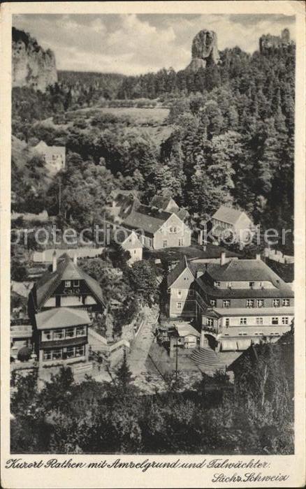 Rathen Saechsische Schweiz mit Amselgrund und Talwaechter