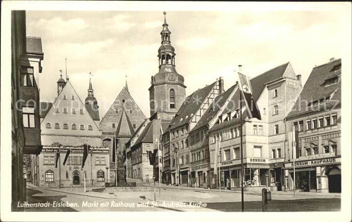 Eisleben Markt Rathaus und St Andreaskirche